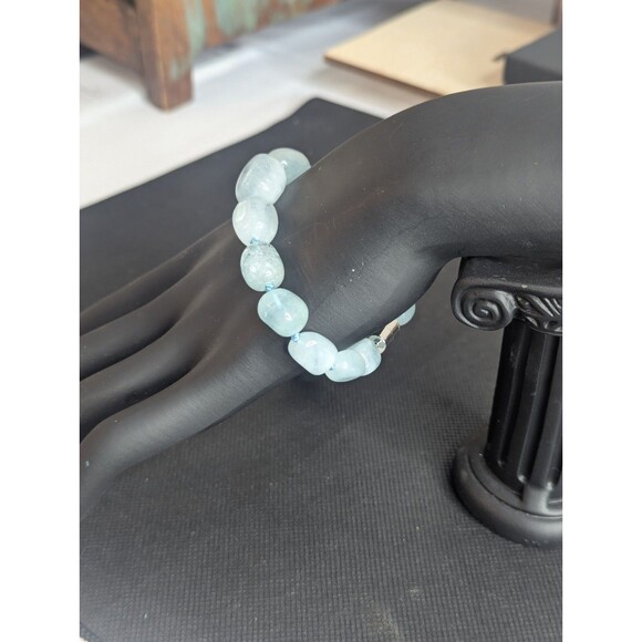 JTV Aquamarine bracelet - Large Gemstones, Magnetic Clasp, 8 inch - Picture 3 of 7